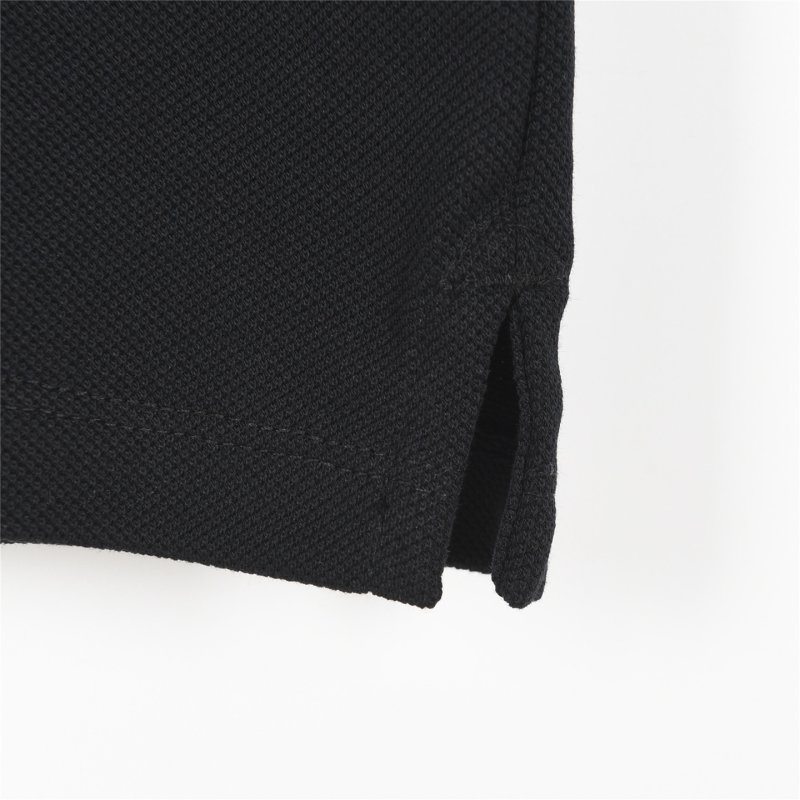 Black Short-Sleeve Polo Shirt with Checkered Collar view