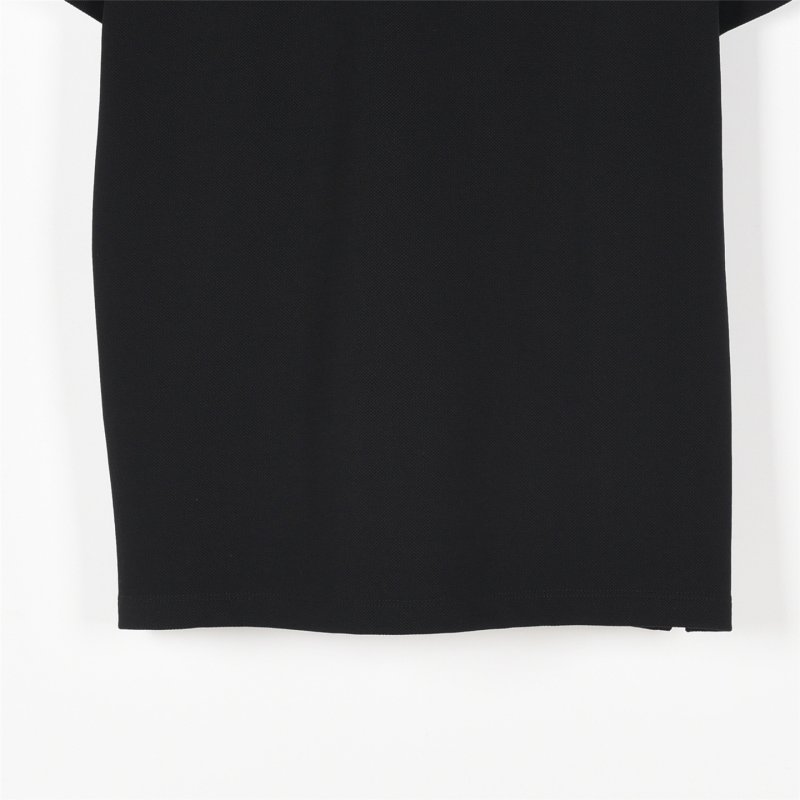 Black Short-Sleeve Polo Shirt with Checkered Collar view