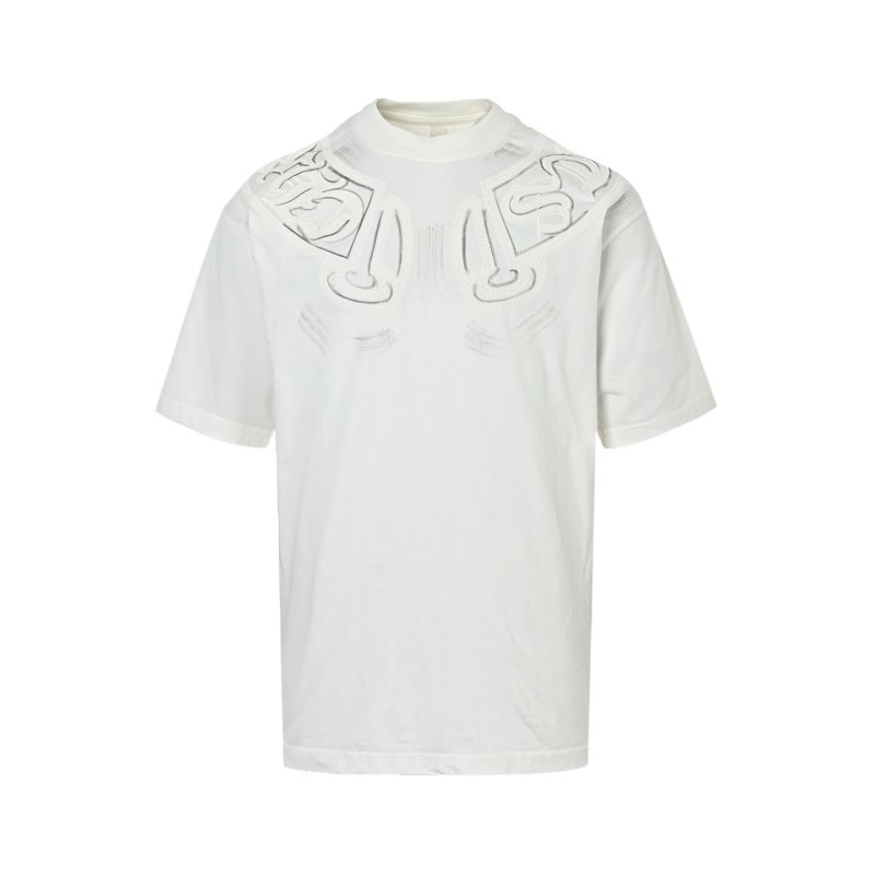 White Embroidered Graphic Short Sleeve T-Shirt view