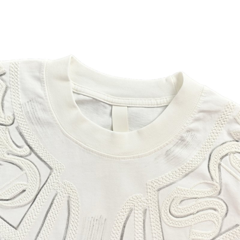 White Embroidered Graphic Short Sleeve T-Shirt view