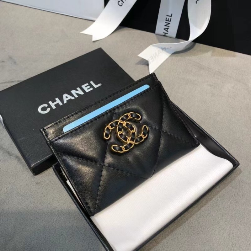 Chanel Black Quilted Leather Card Holder Wallet view
