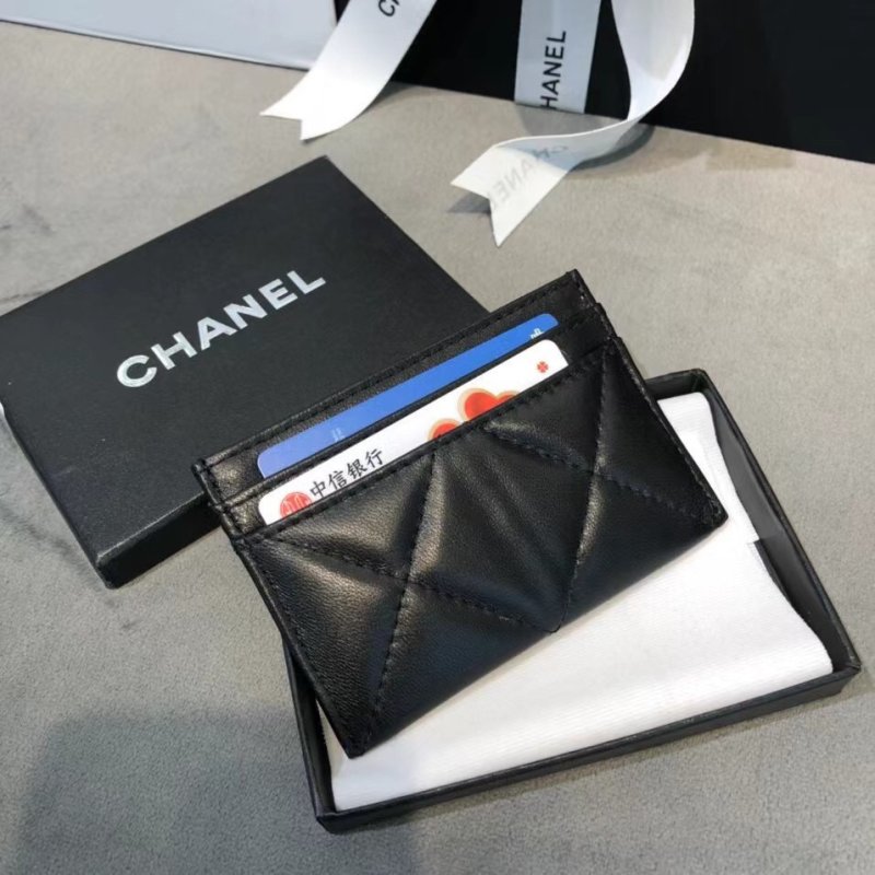 Chanel Black Quilted Leather Card Holder Wallet view