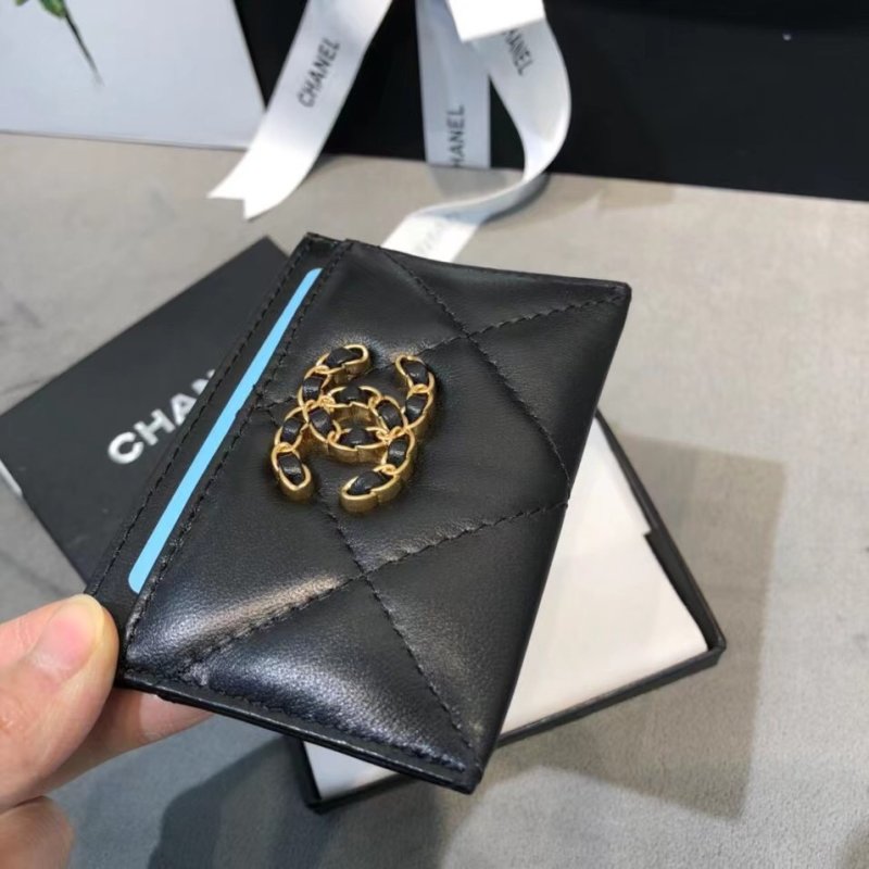 Chanel Black Quilted Leather Card Holder Wallet view
