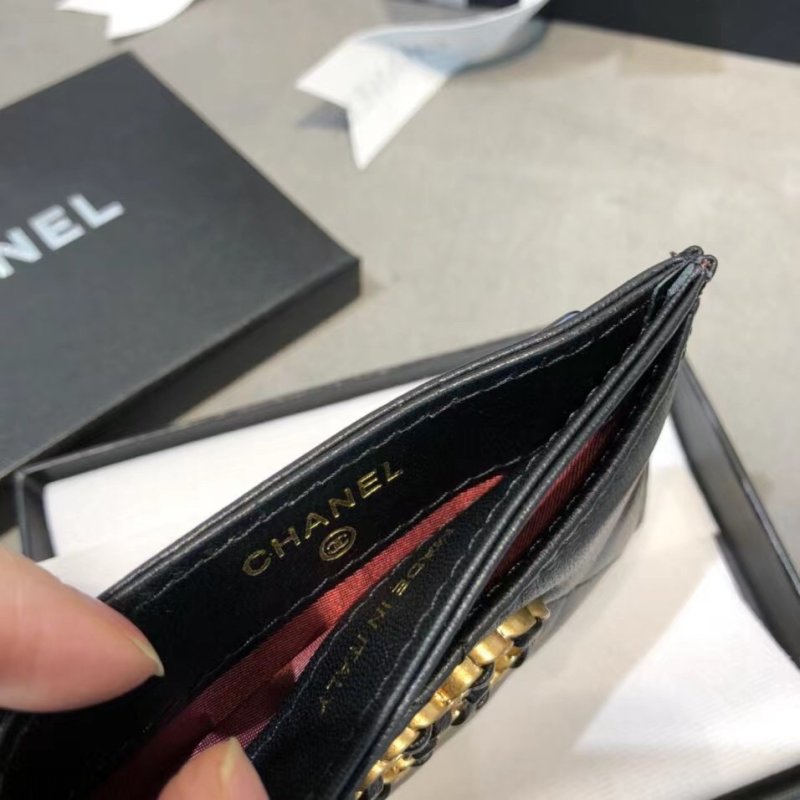 Chanel Black Quilted Leather Card Holder Wallet view