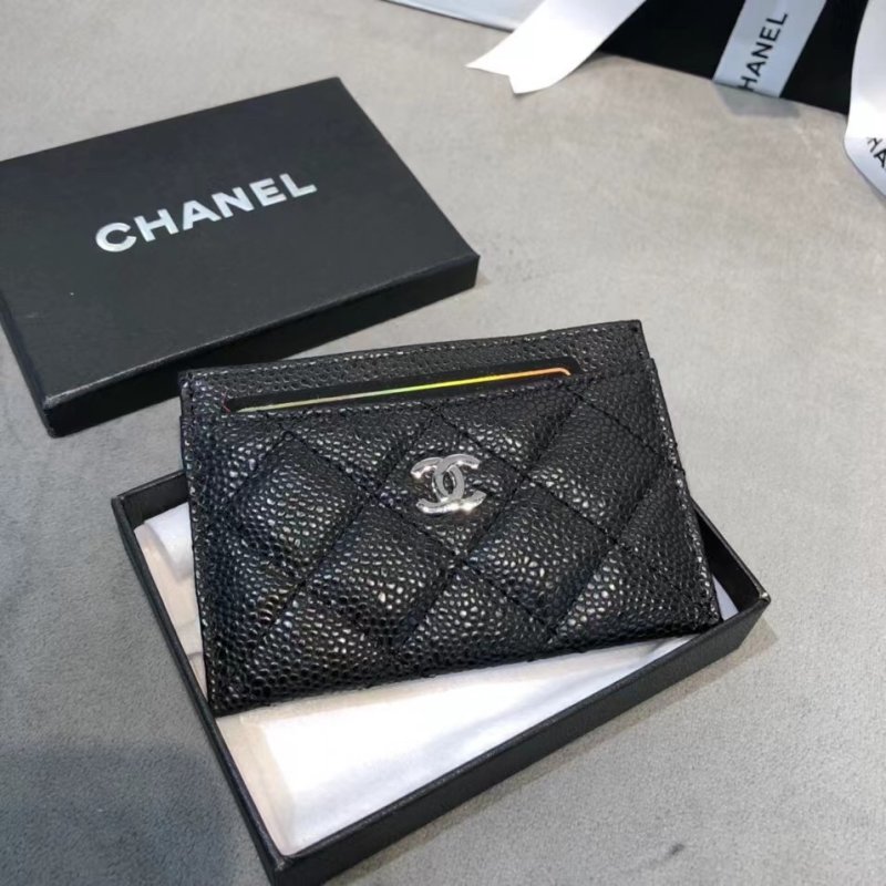 Chanel Black Quilted Leather Card Holder Wallet view