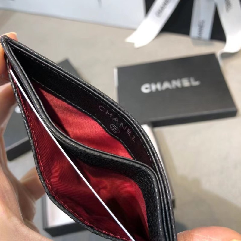 Chanel Black Quilted Leather Card Holder Wallet view