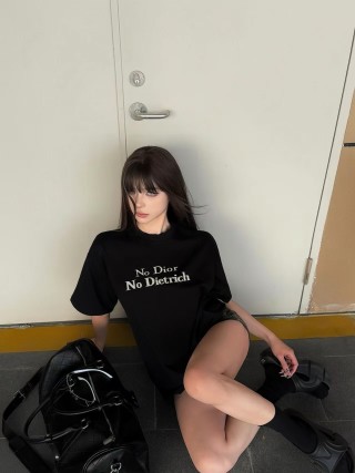 Dior Black 'No Dior No Dietrich' Graphic T-Shirt view 2