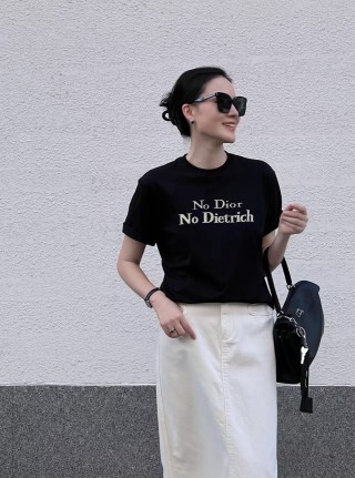 Dior Black 'No Dior No Dietrich' Graphic T-Shirt view 3