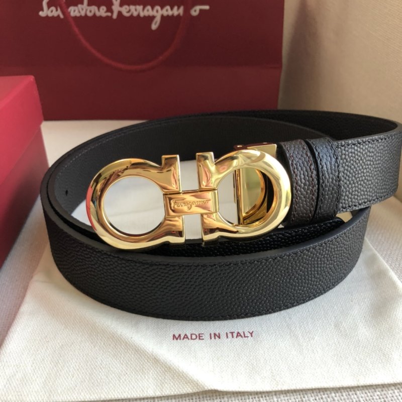 Salvatore Ferragamo Black Leather Gold Buckle Belt view