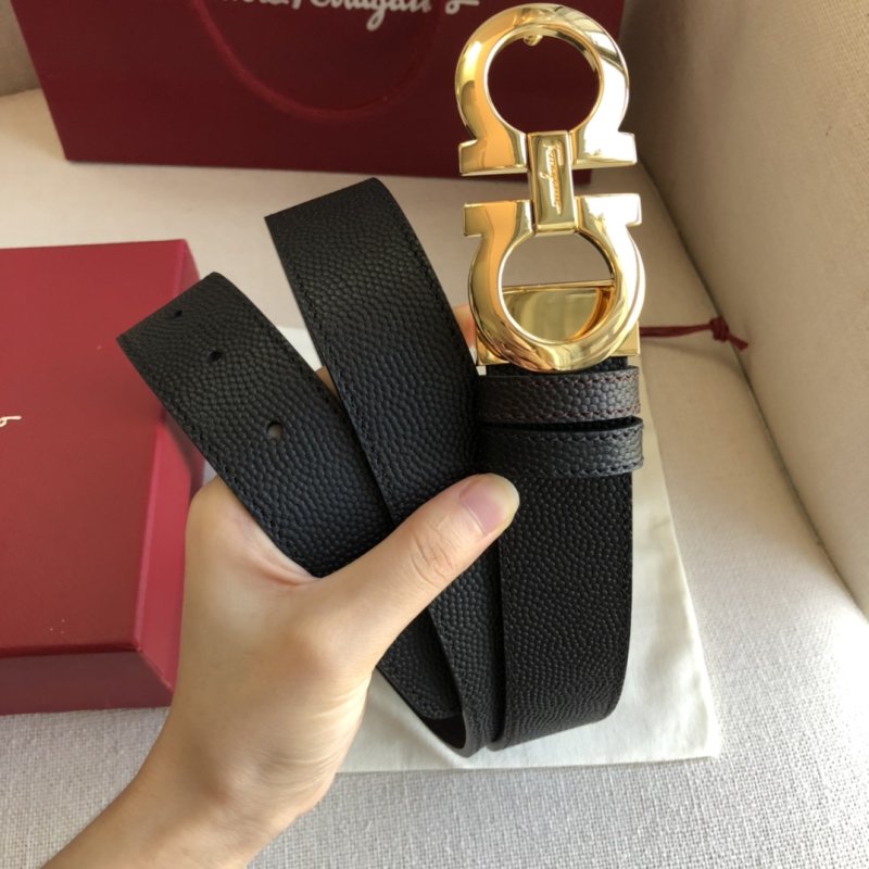 Salvatore Ferragamo Black Leather Gold Buckle Belt view