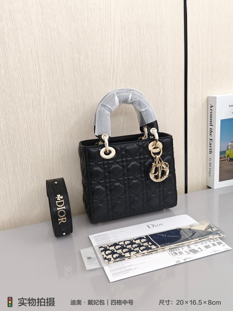 Dior Lady Medium Black Quilted Tote Bag
