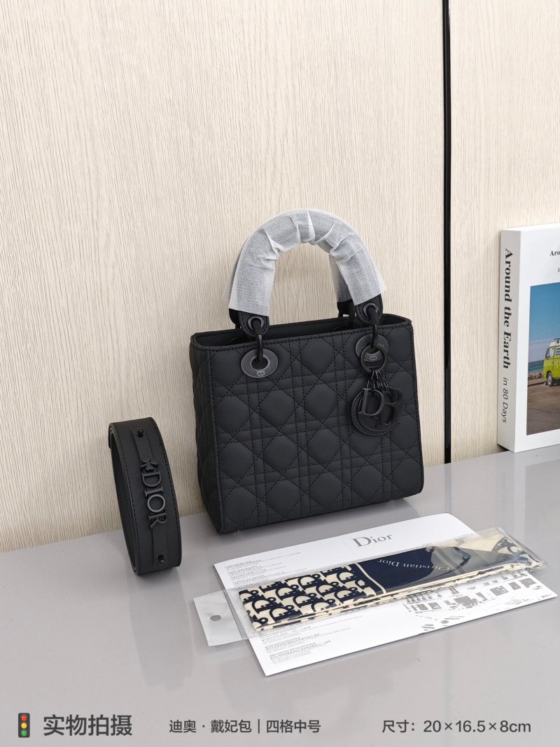 Dior Lady Medium Black Quilted Tote Bag view