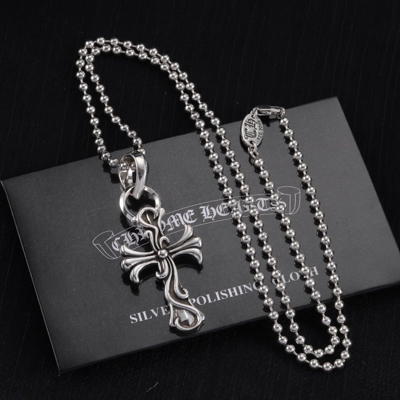 Chrome Hearts Silver Gothic Cross Pendant Necklace
