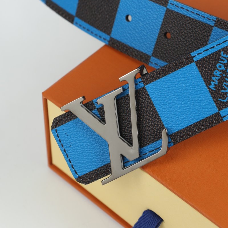 Louis Vuitton Damier Azur Blue Checkered Leather Belt view