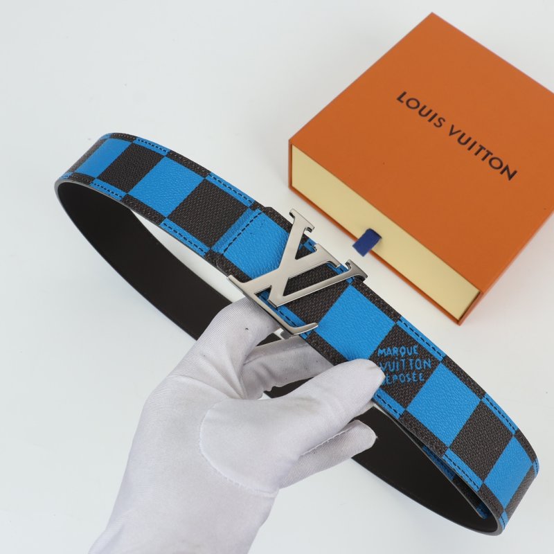Louis Vuitton Damier Azur Blue Checkered Leather Belt view