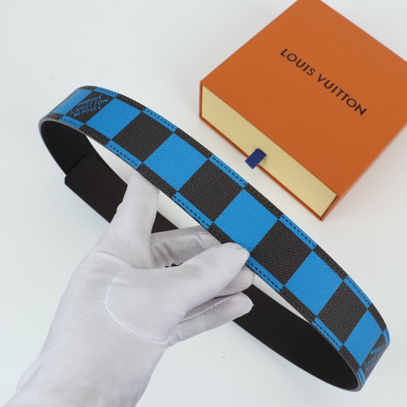 Louis Vuitton Damier Azur Blue Checkered Leather Belt view