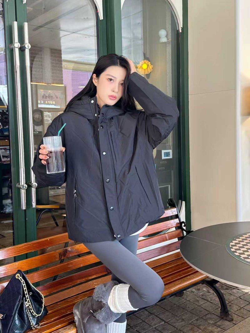 Black Puffy Down Jacket - Oversized Fit view