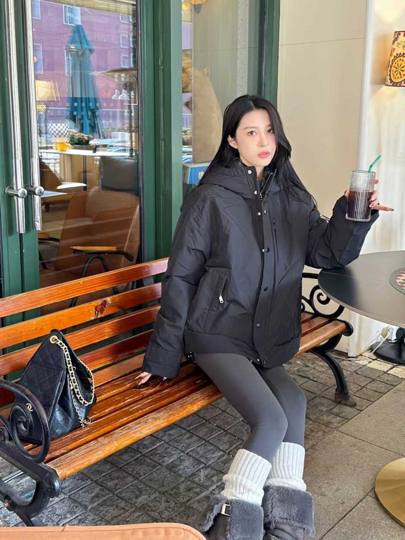 Black Puffy Down Jacket - Oversized Fit view