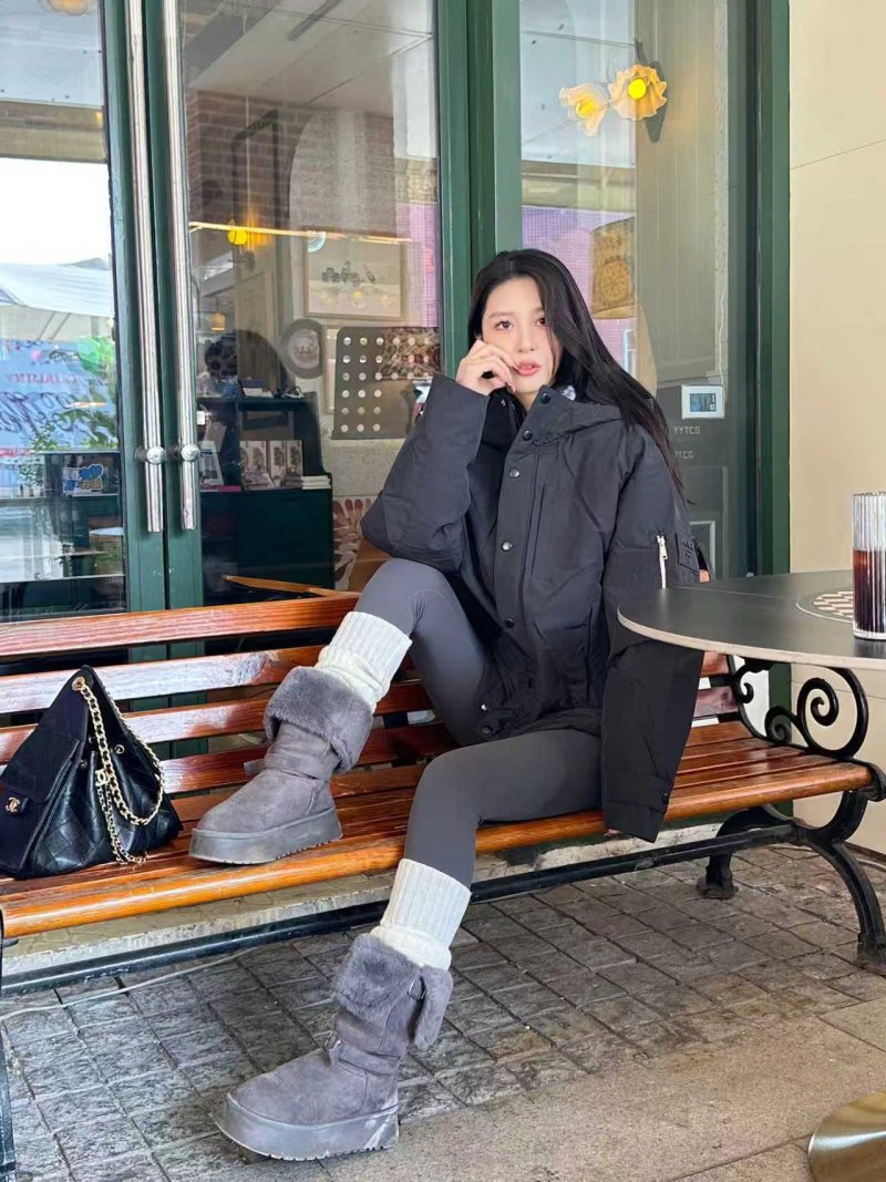 Black Puffy Down Jacket - Oversized Fit view
