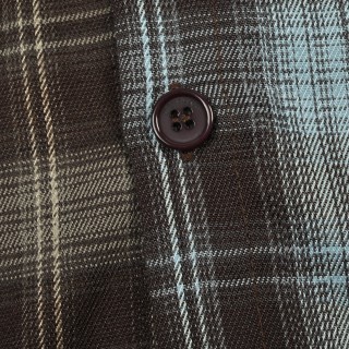 We11done Mixed Plaid Long Sleeve Shirt – Brown/Blue view 11