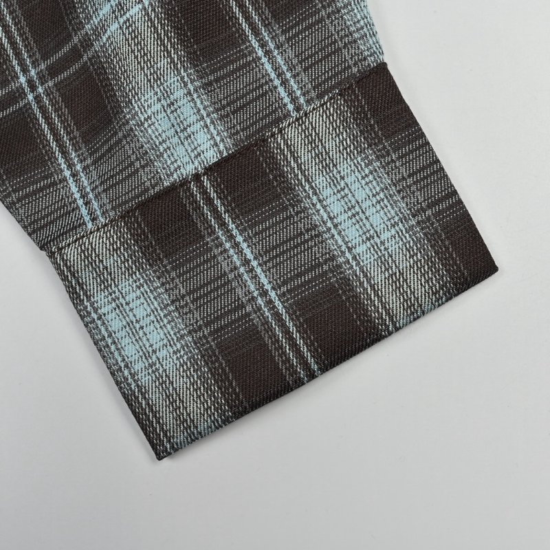 We11done Mixed Plaid Long Sleeve Shirt – Brown/Blue view