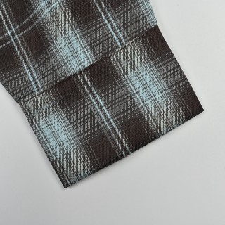 We11done Mixed Plaid Long Sleeve Shirt – Brown/Blue view 12
