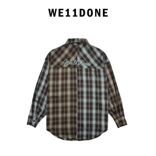 We11done Mixed Plaid Long Sleeve Shirt – Brown/Blue view 2