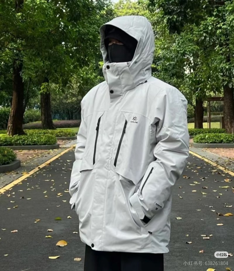Essentials White & Black Color-Block Down Jacket view