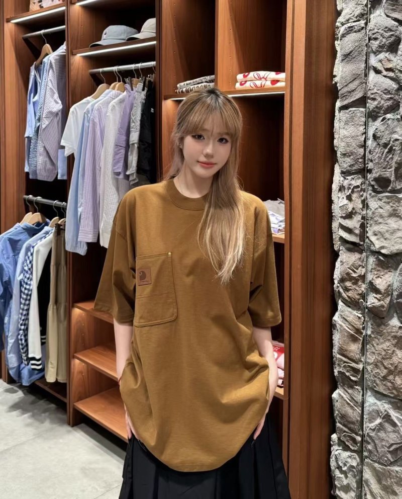 Essentials Women's Camel Oversized Pocket T-Shirt