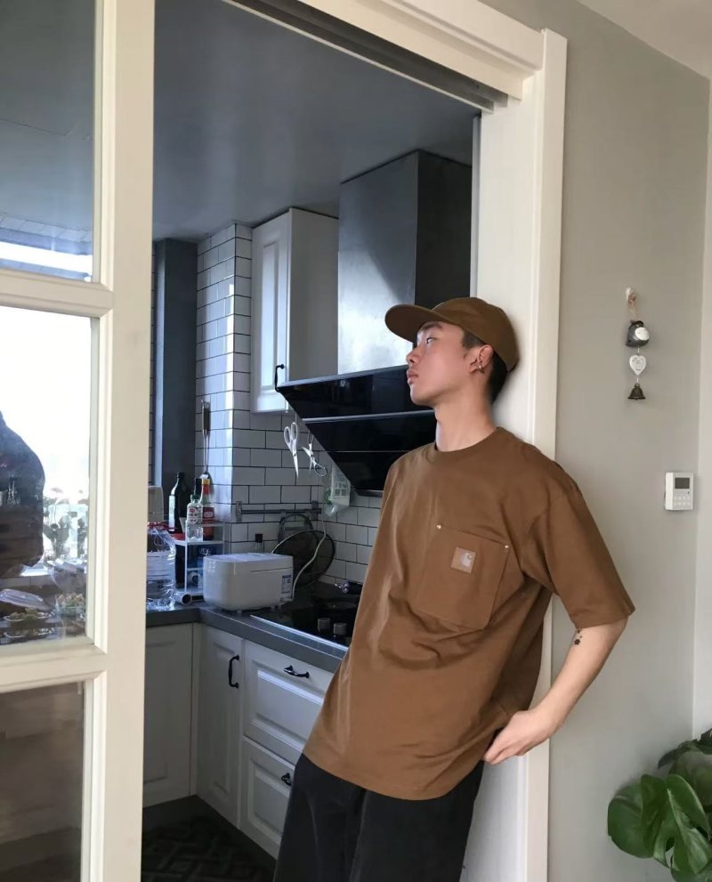 Essentials Women's Camel Oversized Pocket T-Shirt view