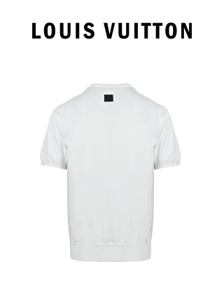 Louis Vuitton Fairisle Geometric Intarsia Knit Short Sleeve T-Shirt Cream view 2
