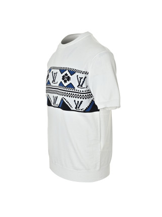 Louis Vuitton Fairisle Geometric Intarsia Knit Short Sleeve T-Shirt Cream view 5
