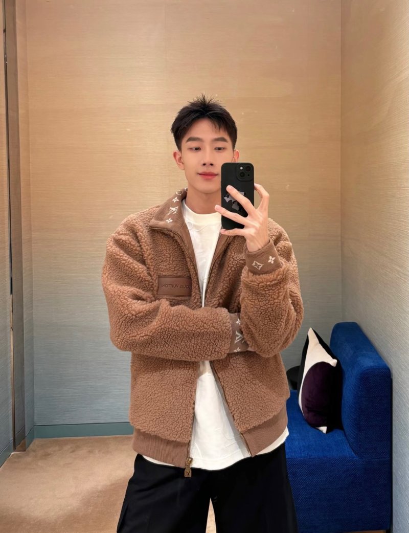 Camel Teddy Fleece Zip Jacket