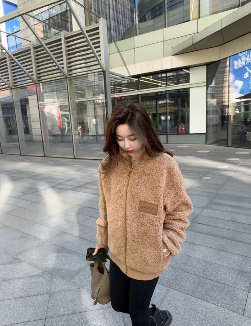 Camel Teddy Fleece Zip Jacket view