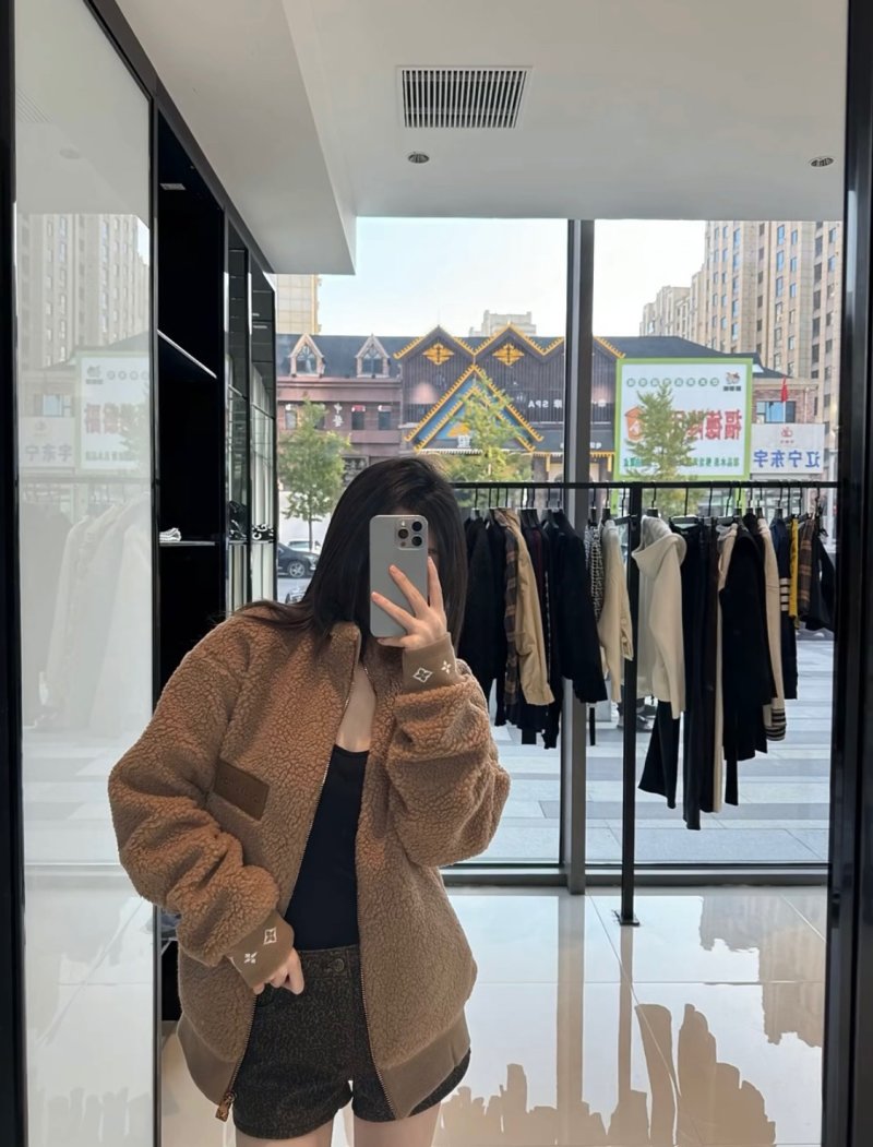 Camel Teddy Fleece Zip Jacket view