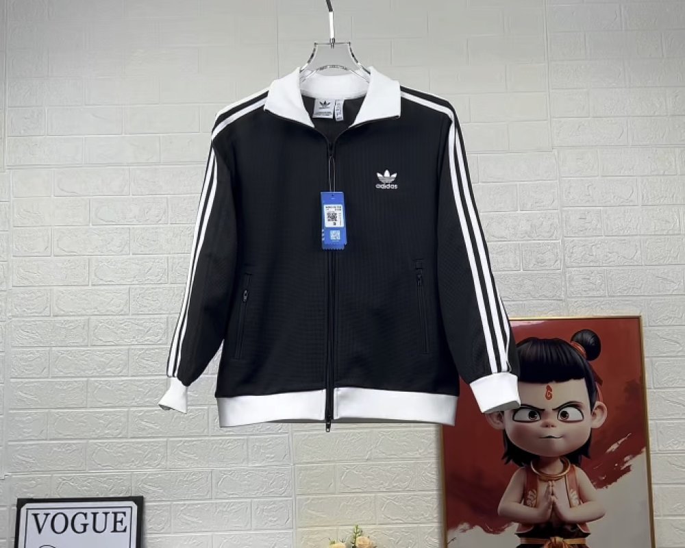 Adidas Originals Trefoil Waffle Stripe Track Jacket Black White