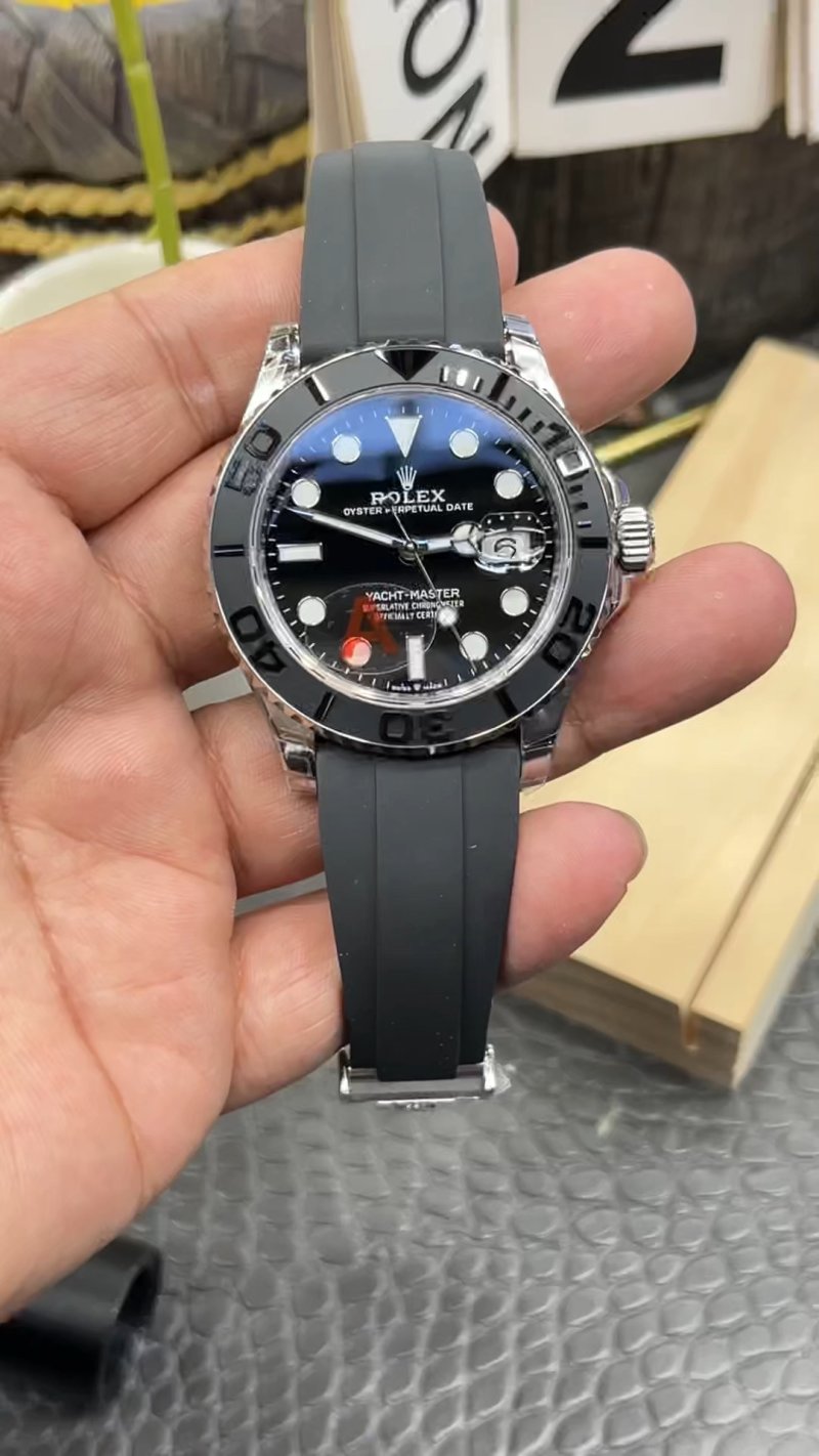 Rolex Yacht-Master 42mm Black Dial Rubber Strap Watch