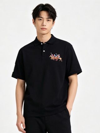 Polo Ralph Lauren Black Embroidered Polo Shirt view 3