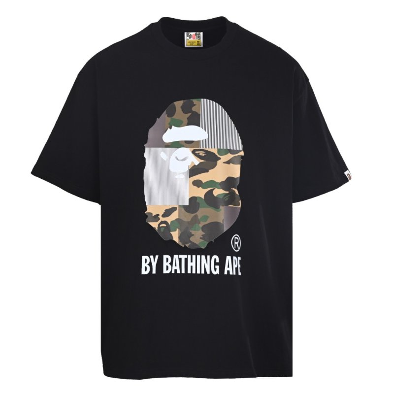 A Bathing Ape Camo Head Logo Black T-Shirt view