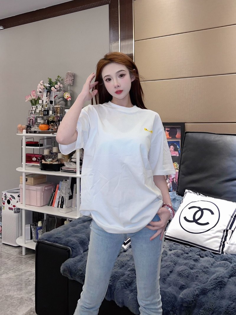 White Oversized Short Sleeve T-Shirt with Small Logo