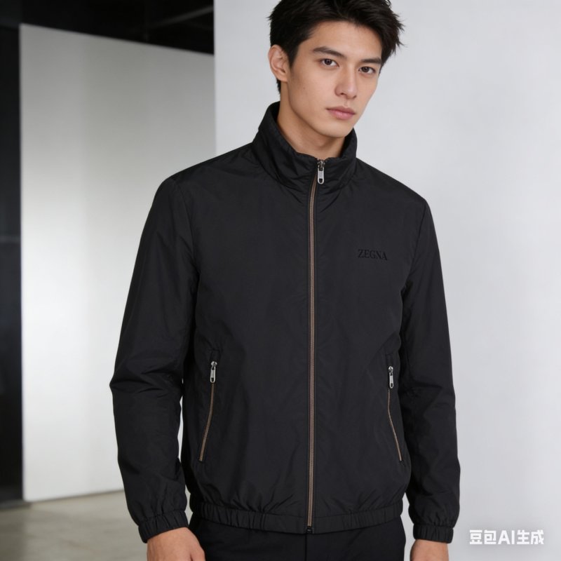 Zegna Black Lightweight Zip Jacket