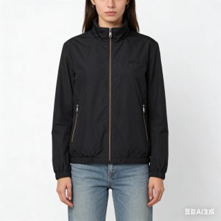Zegna Black Lightweight Zip Jacket view 2