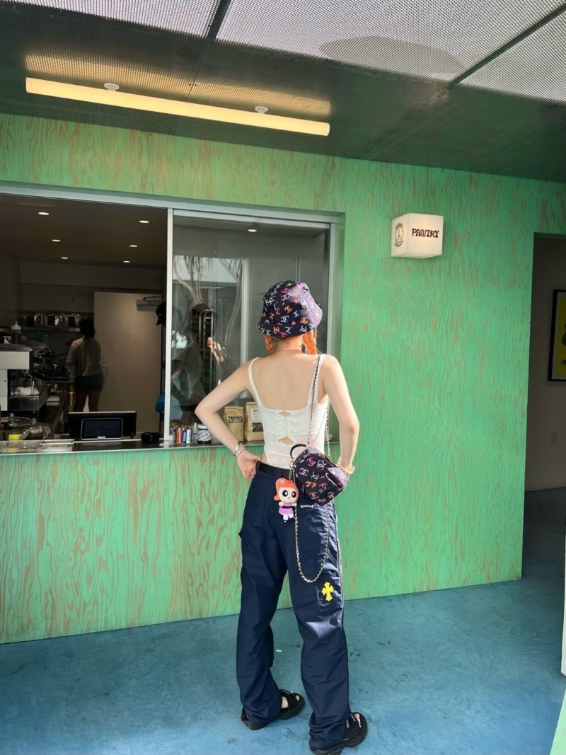 Navy & Black Color-Block Cargo Pants view