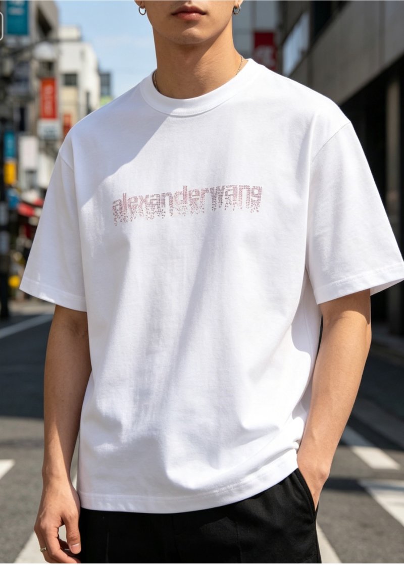 Alexander Wang Rhinestone Logo White T-Shirt view