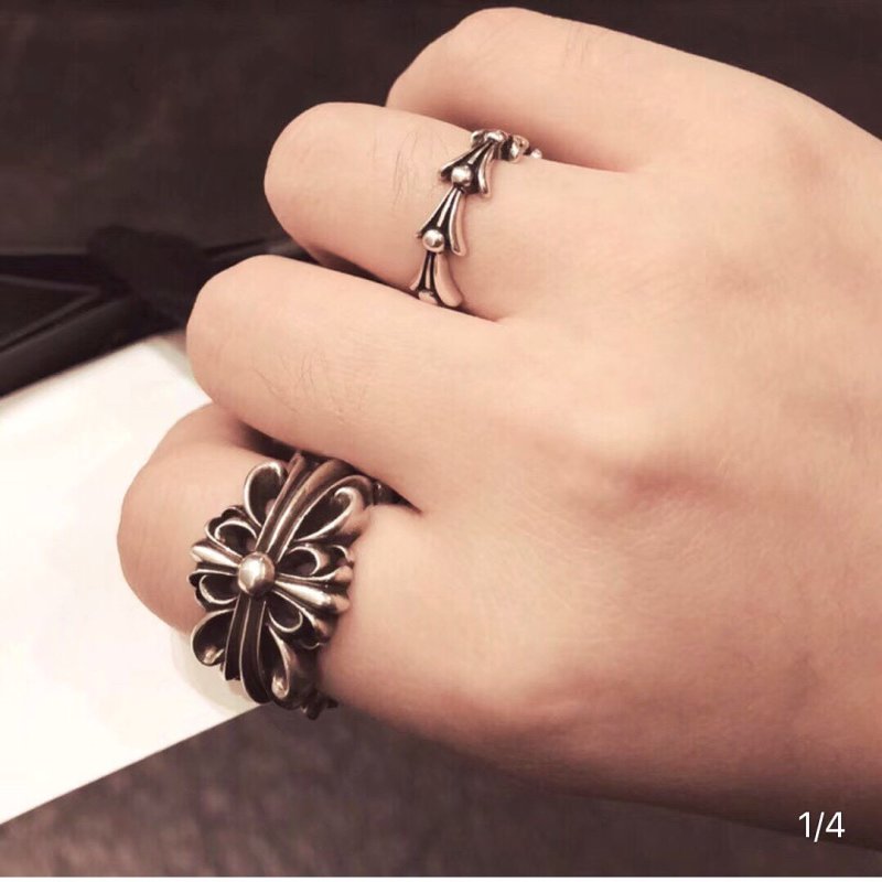 Chrome Hearts Double Floral Cross Open Ring Silver view