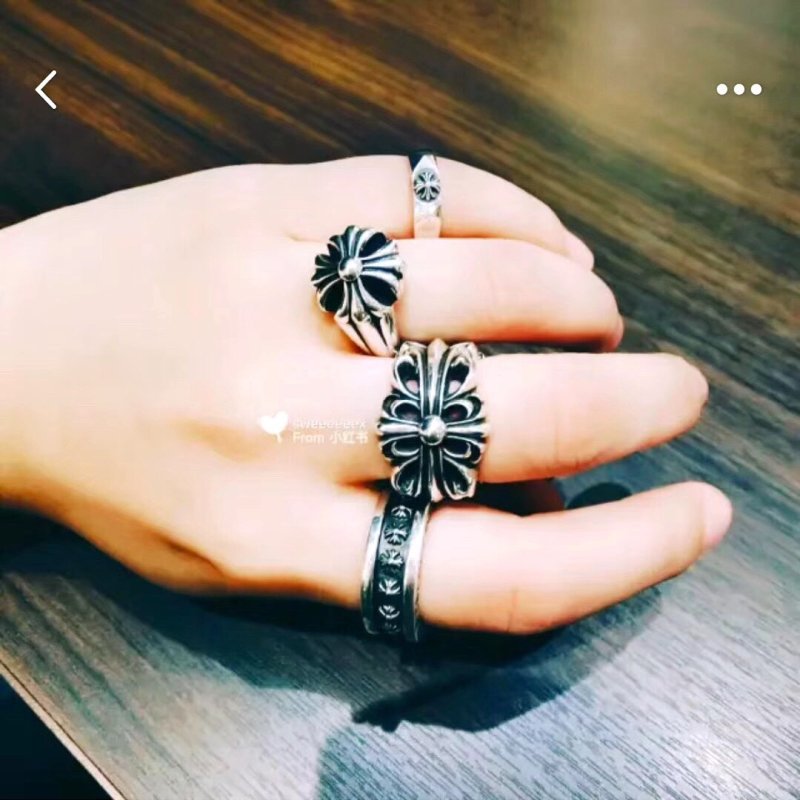 Chrome Hearts Double Floral Cross Open Ring Silver view