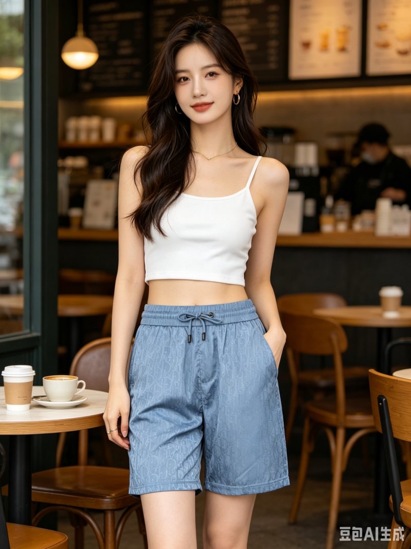Nike Denim Drawstring Shorts Light Blue view