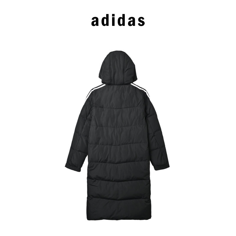Adidas Black Down Puffer Jacket with White 3-Stripes view