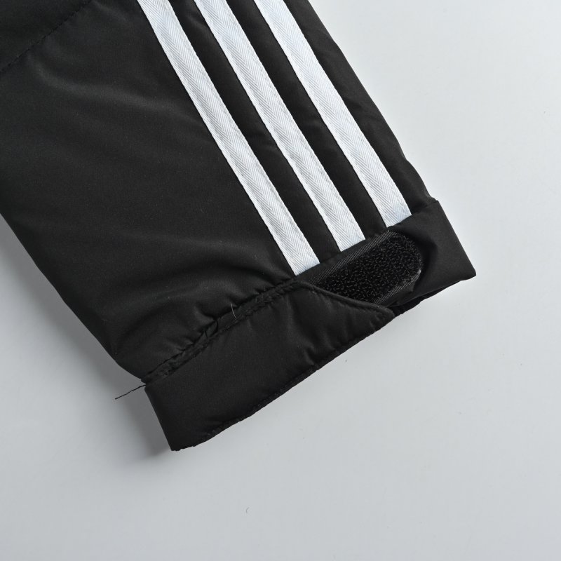 Adidas Black Down Puffer Jacket with White 3-Stripes view