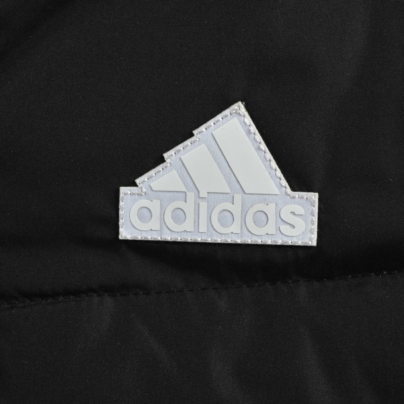 Adidas Black Down Puffer Jacket with White 3-Stripes view